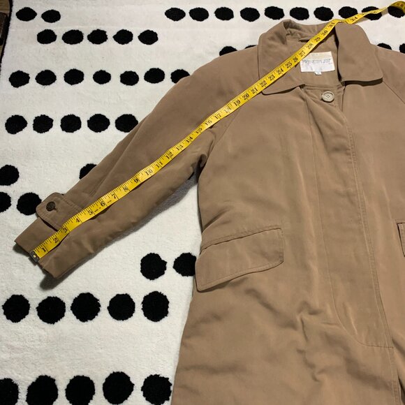 Vintage 80s 90s Trench Coat Overcoat Khaki Tan Long Classic Raincoat - Picture 16 of 16